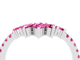 Silver Chevron Marquise and Round Pink Sapphire Open Band with Prong Setting