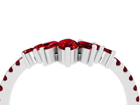 White gold Chevron Marquise and Round Ruby Open Band with Prong Setting_10