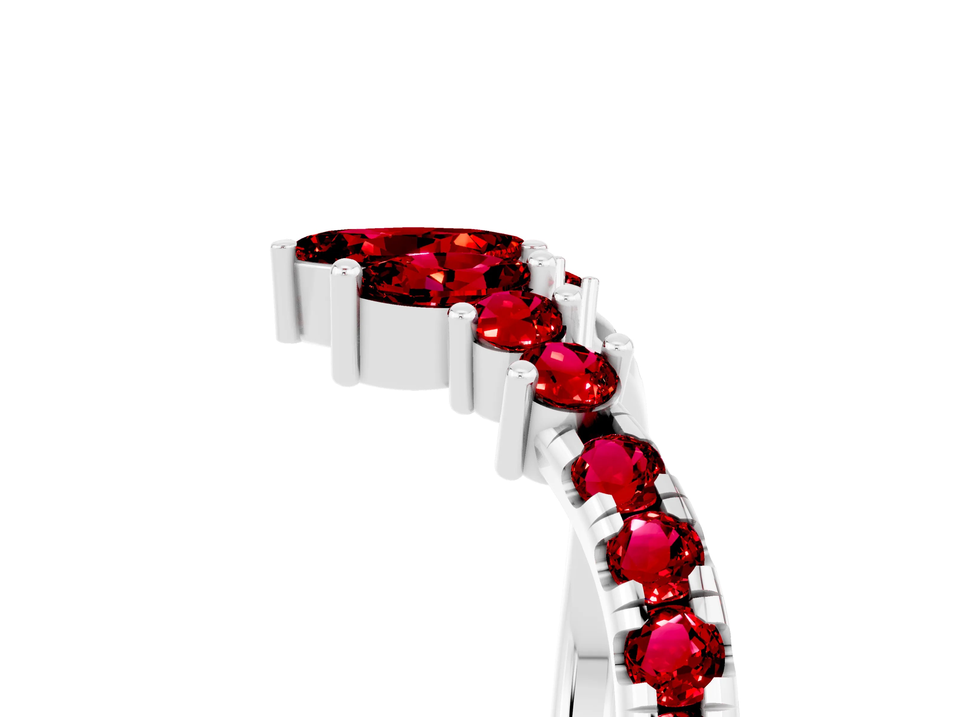 White gold Chevron Marquise and Round Ruby Open Band with Prong Setting_11