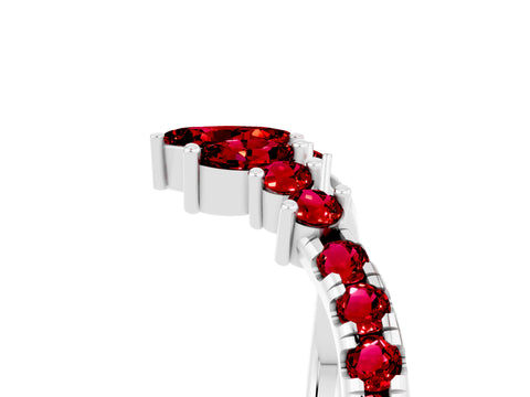 White gold Chevron Marquise and Round Ruby Open Band with Prong Setting_11