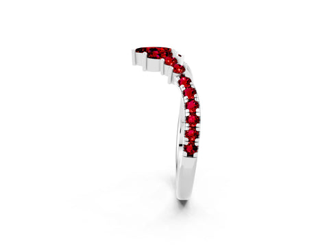 White gold Chevron Marquise and Round Ruby Open Band with Prong Setting_8