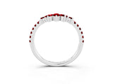 White gold Chevron Marquise and Round Ruby Open Band with Prong Setting_9