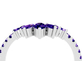 White gold Chevron Marquise and Round Tanzanite Open Band with Prong Setting_10