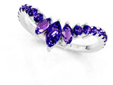 White gold Chevron Marquise and Round Tanzanite Open Band with Prong Setting_7