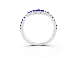 White gold Chevron Marquise and Round Tanzanite Open Band with Prong Setting_9