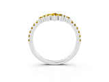 White gold Chevron Marquise and Round Yellow Sapphire Open Band with Prong Setting_21