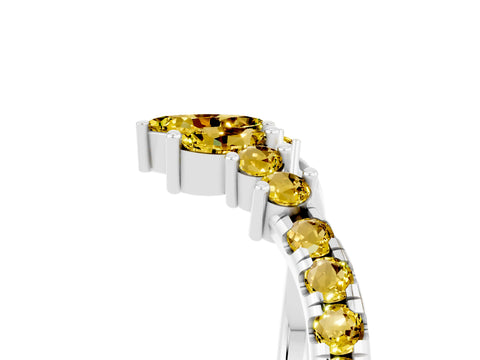 White gold Chevron Marquise and Round Yellow Sapphire Open Band with Prong Setting_23