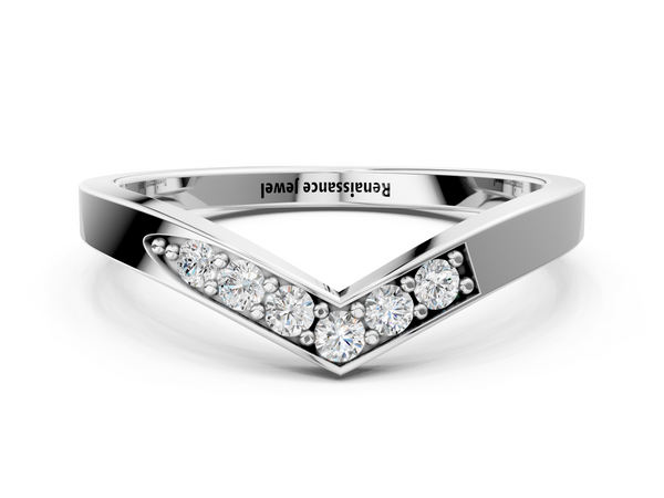 Platinum Chevron Pavé Round Diamond Twist Band