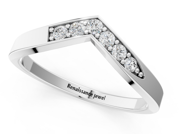 Platinum Chevron Pavé Round Diamond Twist Band