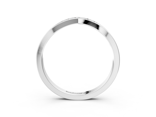 Platinum Chevron Pavé Round Diamond Twist Band
