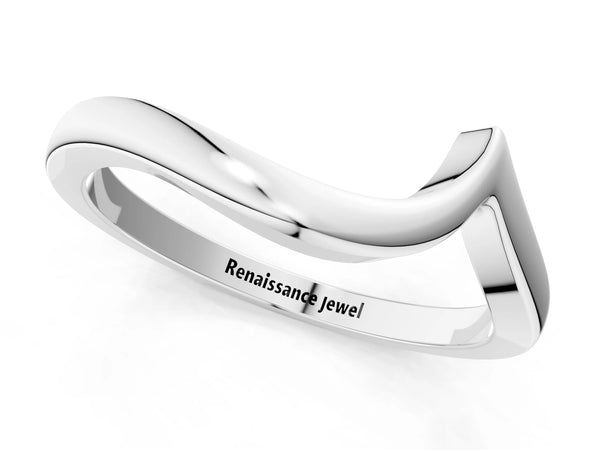 White gold Chevron V-Shaped Contour Band