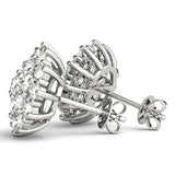 White gold Cluster Diamond Round Stud Earrings with Basket Setting 2