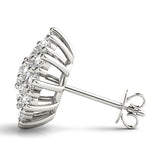 White gold Cluster Diamond Round Stud Earrings with Basket Setting 3