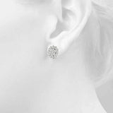 White gold Cluster Diamond Round Stud Earrings with Basket Setting 4