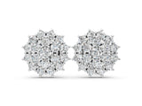 White gold Cluster Diamond Round Stud Earrings with Basket Setting_9