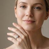White gold Cluster Round Diamond Pavé Band Flower Prong Setting Ring_62