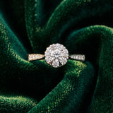 White gold Cluster Round Diamond Pavé Band Flower Prong Setting Ring_64