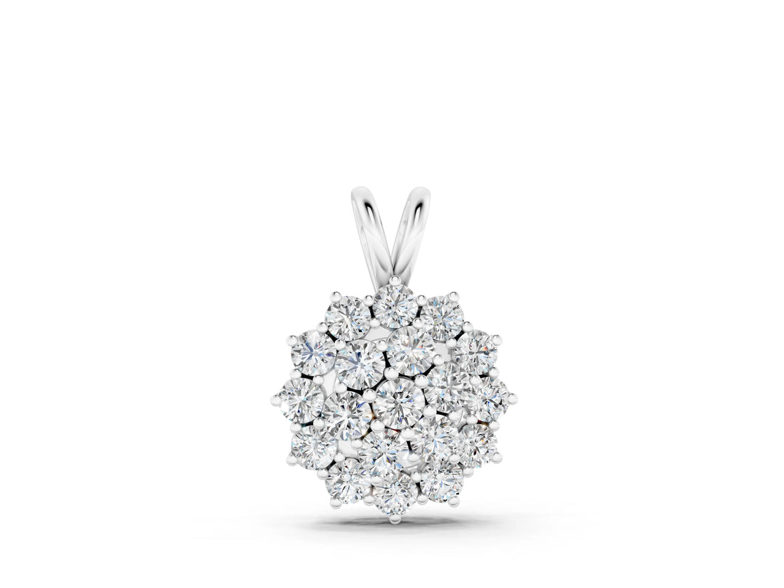 White gold Cluster Round Diamond Prong-Set Pendant_6