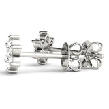 White gold Cluster Round Diamond Stud Earrings with Butterfly Backing 2