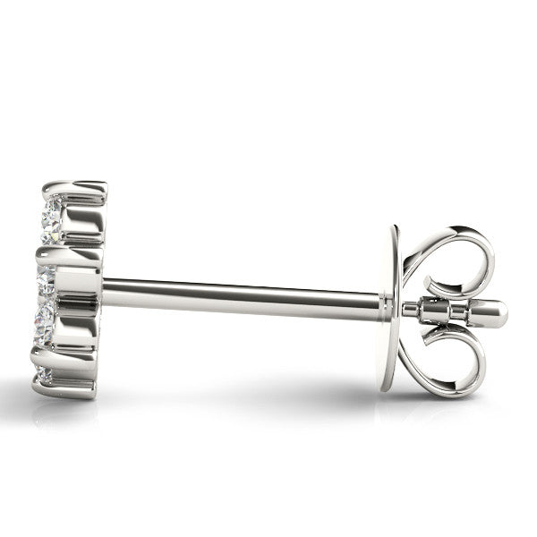 White gold Cluster Round Diamond Stud Earrings with Butterfly Backing 3