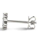 White gold Cluster Round Diamond Stud Earrings with Butterfly Backing 3
