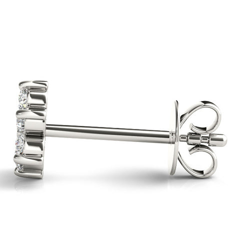 White gold Cluster Round Diamond Stud Earrings with Butterfly Backing 3