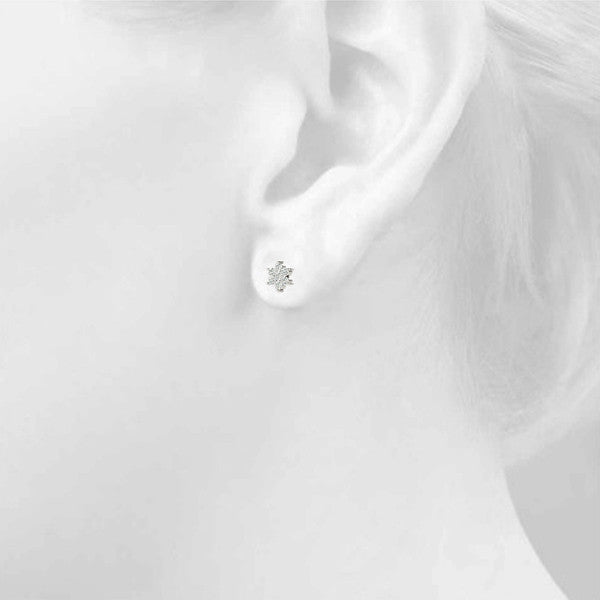 Silver Cluster Round Diamond Stud Earrings