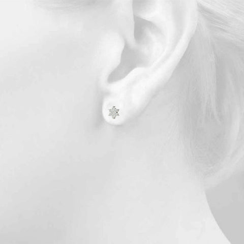 White gold Cluster Round Diamond Stud Earrings with Butterfly Backing 4