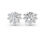 White gold Cluster Round Diamond Stud Earrings with White Gold Band and Four-Prong Setting_12