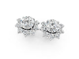 White gold Cluster Round Diamond Stud Earrings with White Gold Band and Four-Prong Setting_8