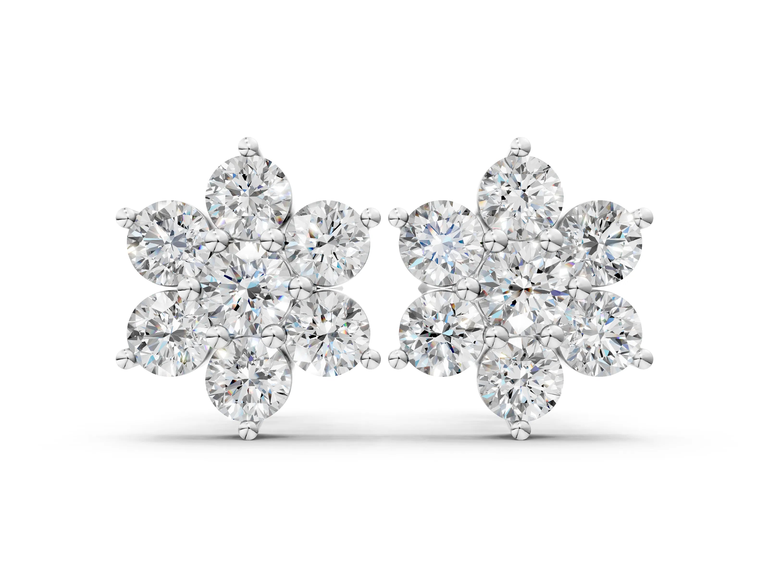 White Gold Round Lab-Grown Diamond Cluster Studs