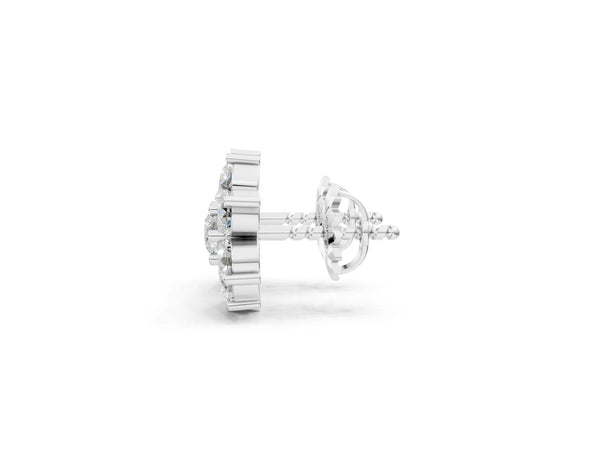 White gold Cluster Round Diamond Stud Earrings