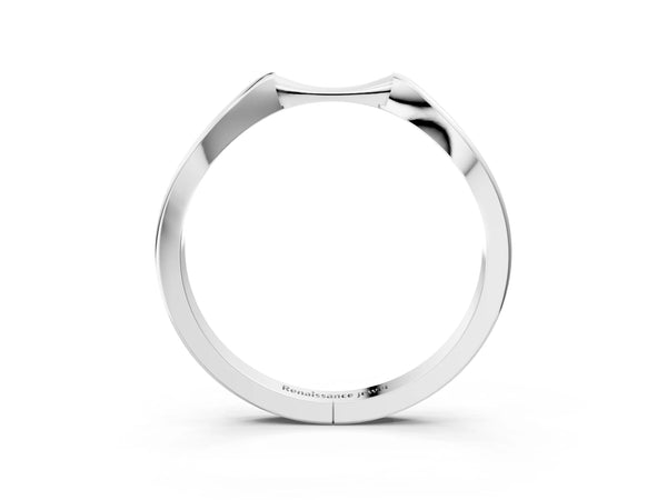 Platinum Contoured Solitaire Round Bezel Set Wedding Band