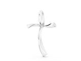 White gold Curved Cross Pendant with Round Diamond in Bezel Setting_33