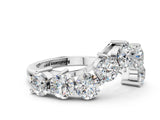 White gold Curved Diamond Cluster Band - Round Stones, Split Shank, Prong Setting_12