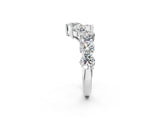 White gold Curved Diamond Cluster Band - Round Stones, Split Shank, Prong Setting_14