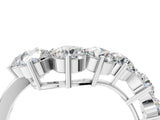 White gold Curved Diamond Cluster Band - Round Stones, Split Shank, Prong Setting_16