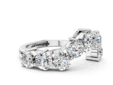 White gold Curved Diamond Cluster Band - Round Stones, Split Shank, Prong Setting_24