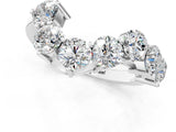 White gold Curved Diamond Cluster Band - Round Stones, Split Shank, Prong Setting_25