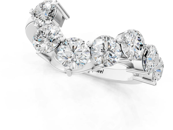White Gold Round Laboratory-Grown Diamond Curved Wave Wedding Band with Individual Prongs