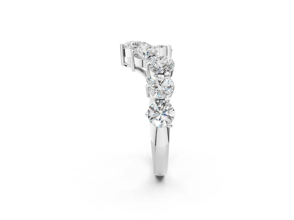 White Gold Round Laboratory-Grown Diamond Curved Wave Wedding Band with Individual Prongs