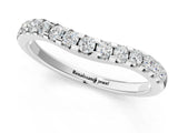 White gold Curved Diamond Half Eternity Band with Round Cut Stones in Pavé Setting_13
