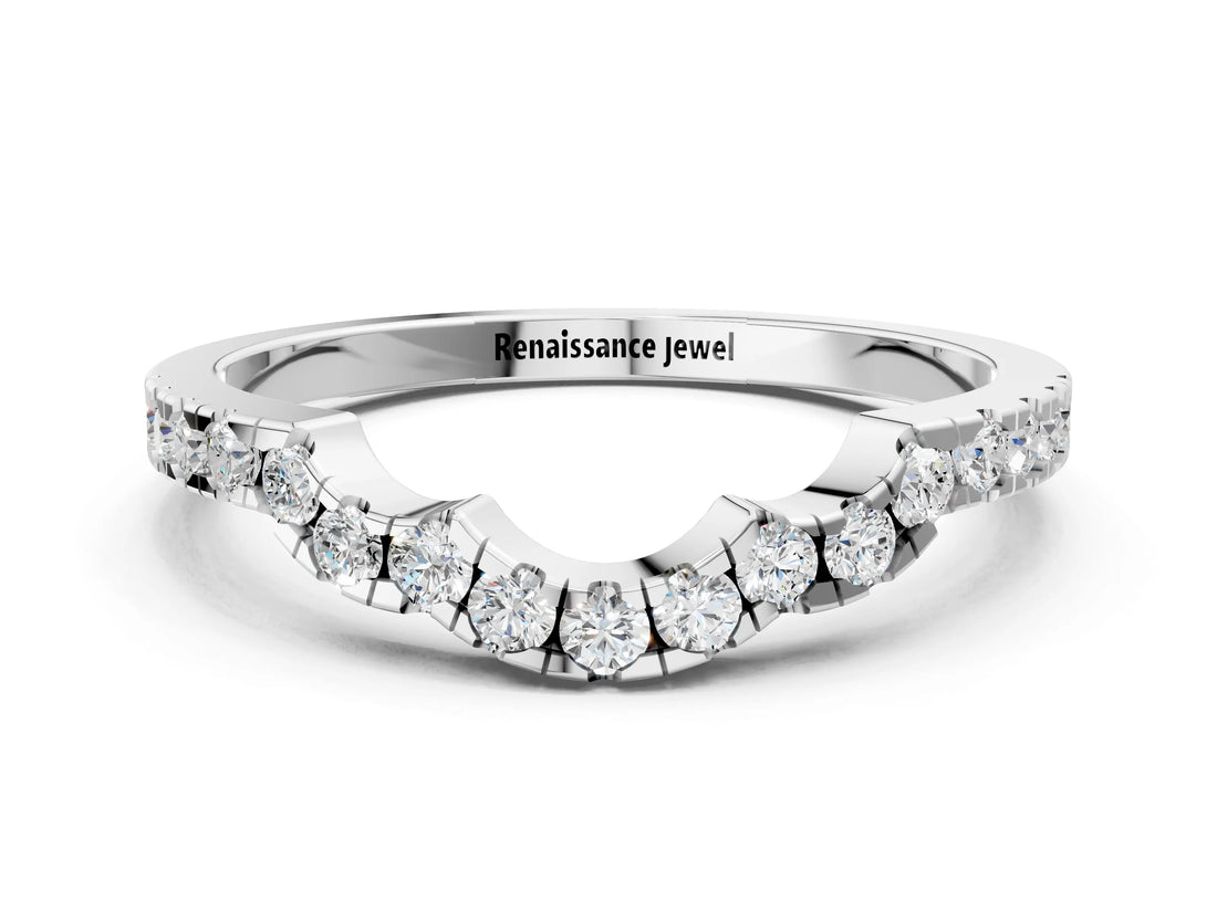 White gold Curved Diamond Pavé Round-Cut Contour Band_57