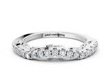 White gold Curved Diamond Pavé Round Eternity Band with Shared Prong Setting_16