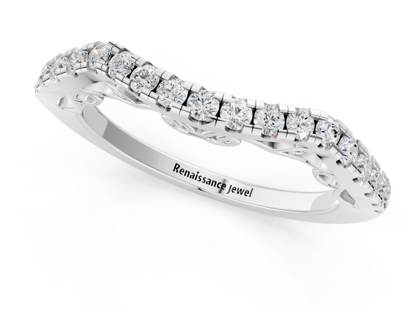 Platinum Curved Diamond Pavé Round Eternity Band with Shared Prong Setting