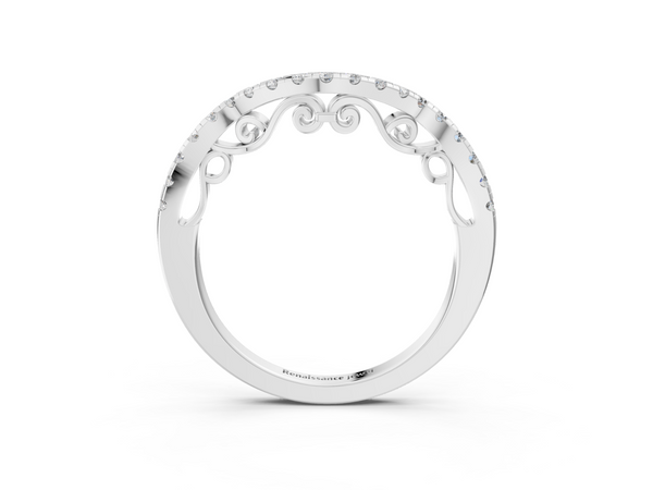 Platinum Curved Diamond Pavé Round Eternity Band with Shared Prong Setting