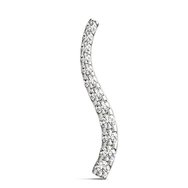 Silver Curved Diamond Pendant with Round Stones in Prong Setting