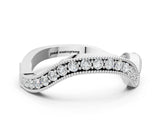 White gold Curved Milgrain Round Diamond Pavé Wedding Band_18