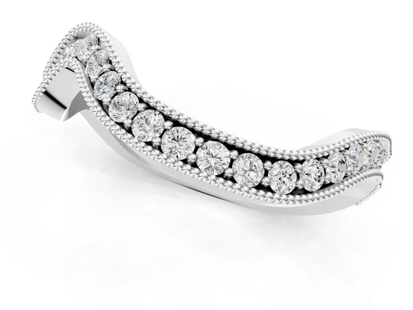 White gold Curved Milgrain Round Diamond Pavé Wedding Band
