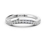 White gold Curved Pavé Diamond Milgrain Band with Round Brilliant Stones_12